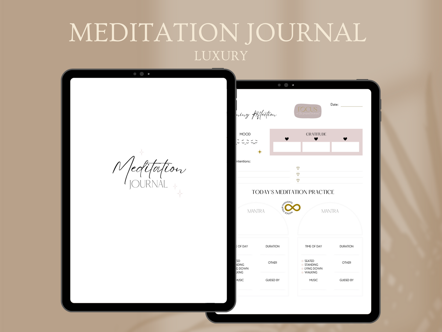 MEDITATION JOURNAL | DIGITAL DOWNLOAD | BLUSH, BLACK & GOLD