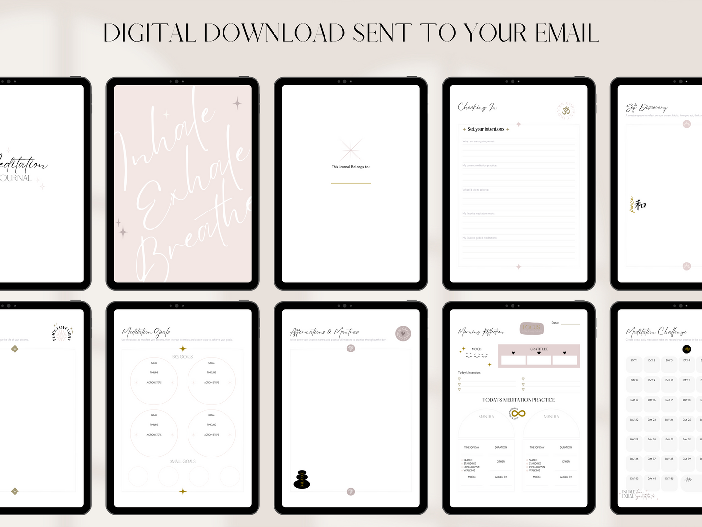 MEDITATION JOURNAL | DIGITAL DOWNLOAD | BLUSH, BLACK & GOLD