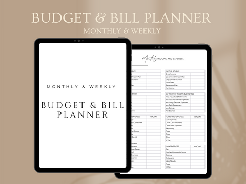 MONTHLY & WEEKLY BUDGET & BILL PLANNER | DIGITAL DOWNLOAD | BLACK & WHITE