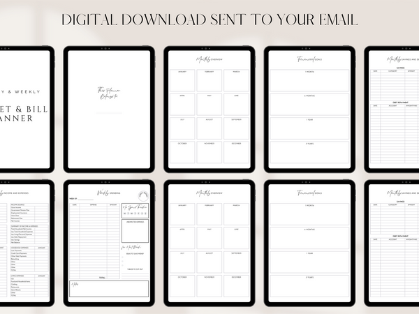 MONTHLY & WEEKLY BUDGET & BILL PLANNER | DIGITAL DOWNLOAD | BLACK & WHITE