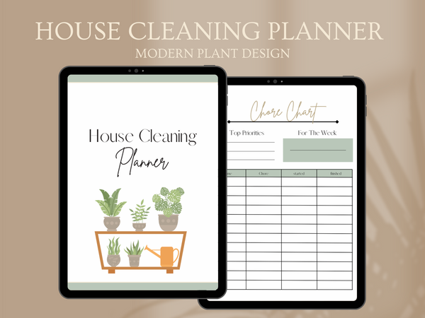 HOUSE CLEANING PLANNER | DIGITAL DOWNLOAD | EARTH TONE PLANT DESIGN