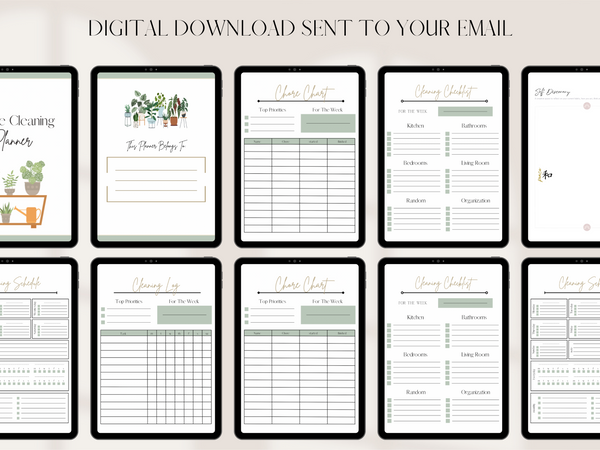 HOUSE CLEANING PLANNER | DIGITAL DOWNLOAD | EARTH TONE PLANT DESIGN