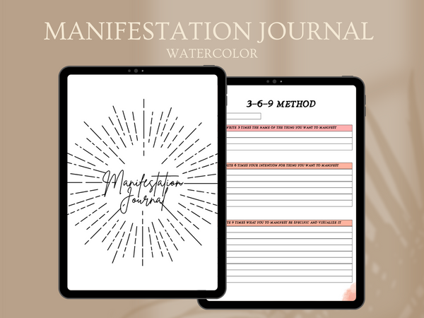 MANIFESTATION JOURNAL | DIGITAL DOWNLOAD | PINK & ORANGE WATERCOLOR