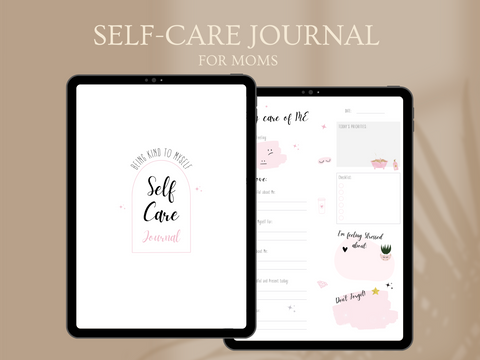 SELF CARE JOURNAL FOR MOMS | DIGITAL DOWNLOADS | PINK BLACK & WHITE